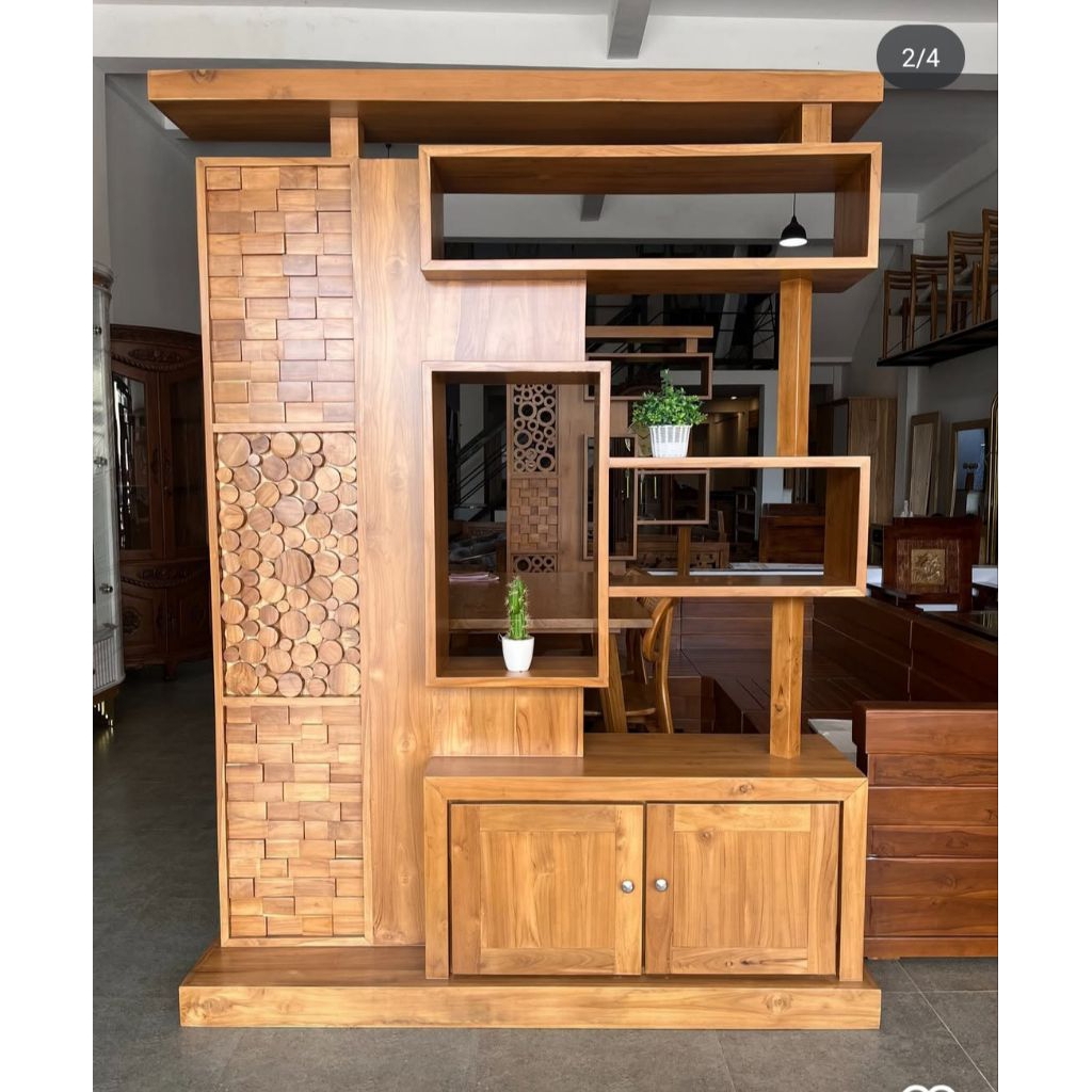 bufet partisi jati, bufet penyekat ruangan minimalis