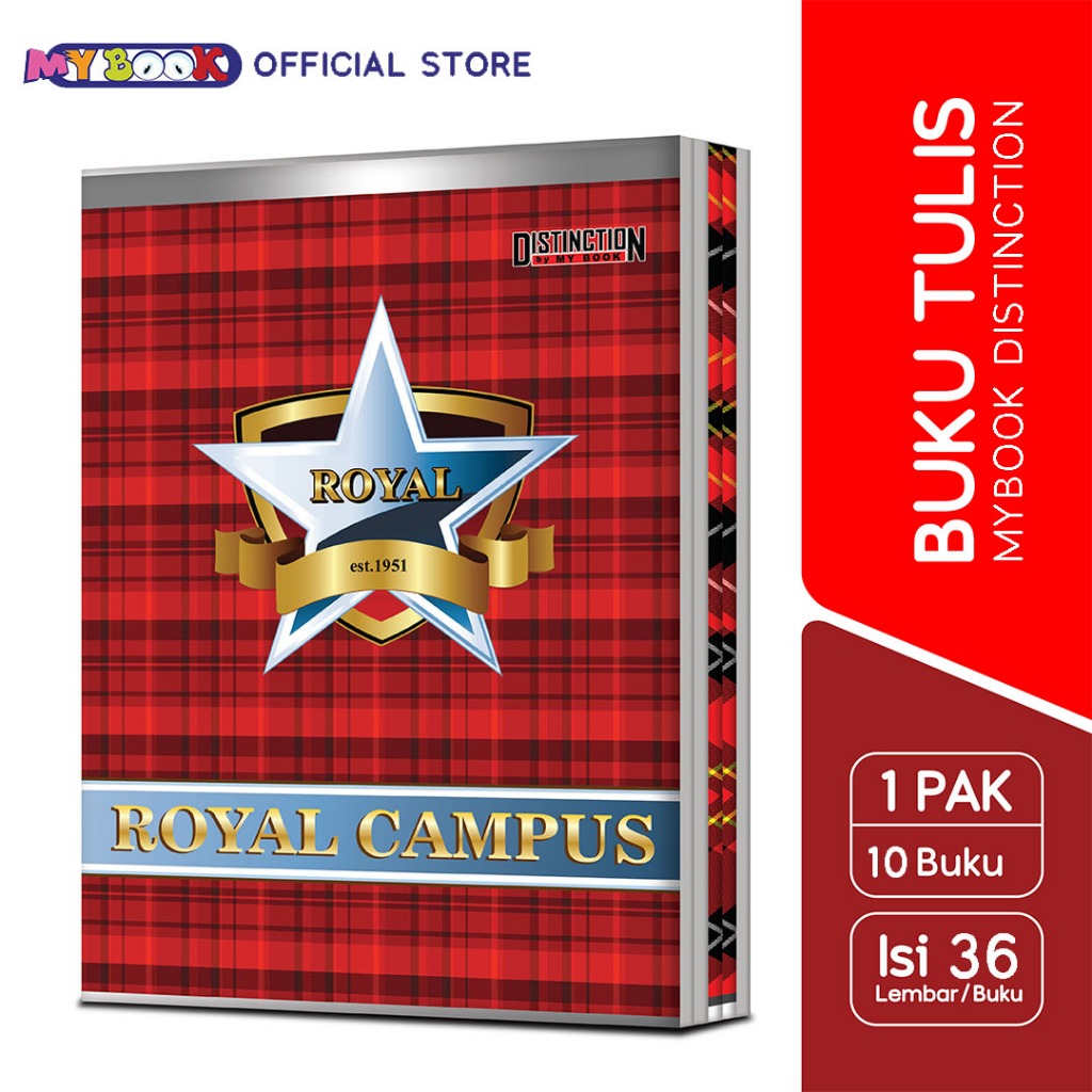 

My Book Distinction Buku Tulis B5 Boxy / Panjang Royal Campus Blue Series 36 Lembar - 10 Buku