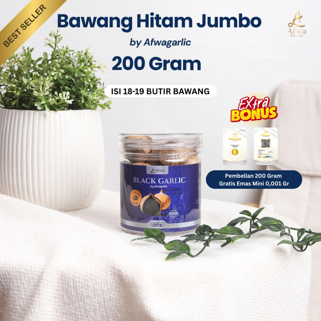 

200 Gr Black Garlic Jumbo 100% Ori I Bawang Hitam Jumbo by Afwagarlic (Bonus Emas Mini)