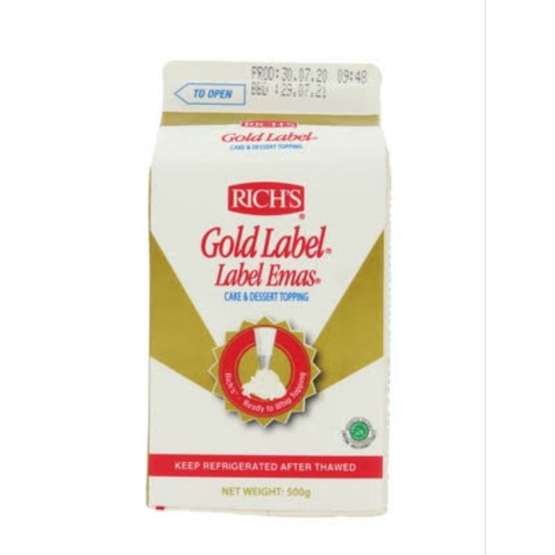 

Rich's Gold Label Whipping Cream 500gr (Non Dairy Whipping Cream)