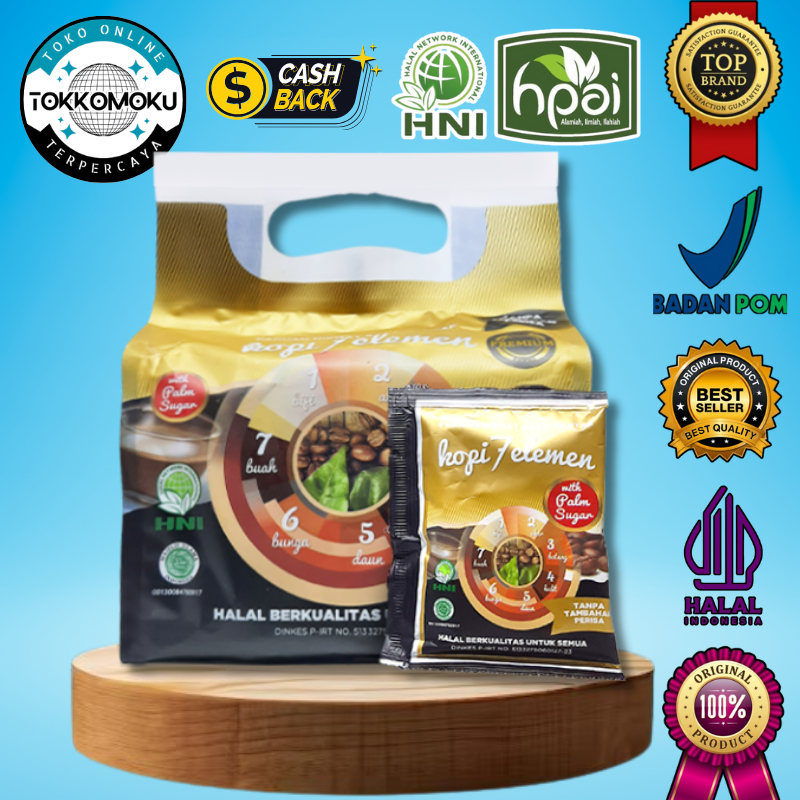 

Kopi 7 Elemen Premium - Kopi Herbal Instan dengan 7 Rempah Pilihan dengan Gula Aren Asli