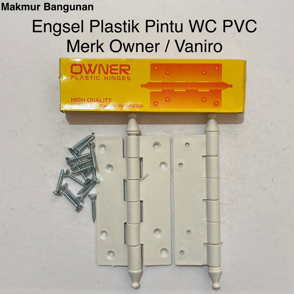 Engsel Plastik Tebal 4” Inch Owner / Vaniro | 1 Set Engsel Pintu Jendela PVC | Plastic Hinges Tebal 