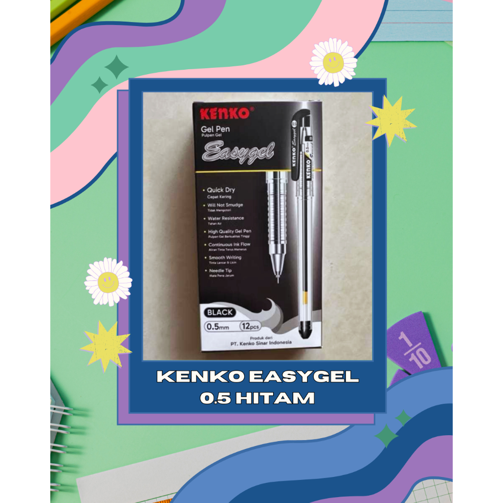 

BALLPOINT GEL KENKO EASYGEL 0.5MM HITAM