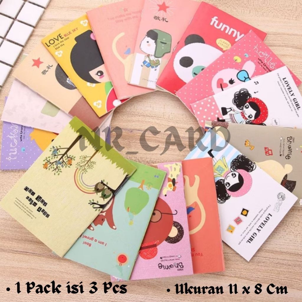

(3 Pcs) Buku Tulis Mini Motif Kartun || Note Book Mini Cartoon Mini