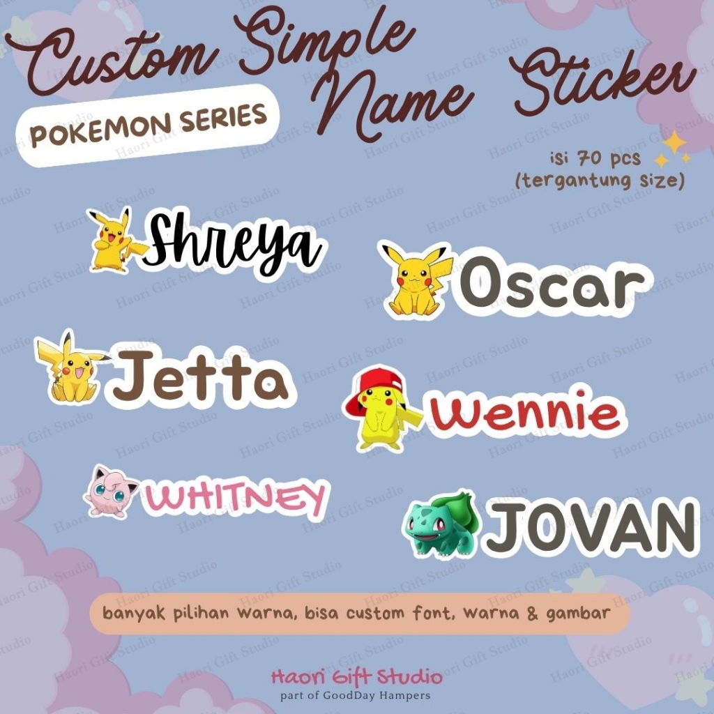 

[30-70 pcs] POKEMON SERIES Custom Waterproof Stickers Simple Stiker Anti Air Pikachu Pokemon