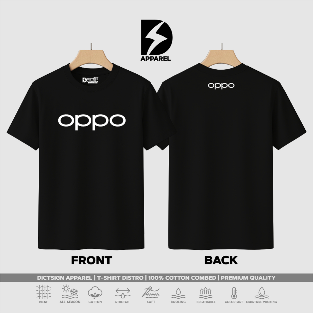 Kaos Oppo | Kaos Distro | Hitam Putih Hijau Botol | Cotton Combed 30s | Unisex