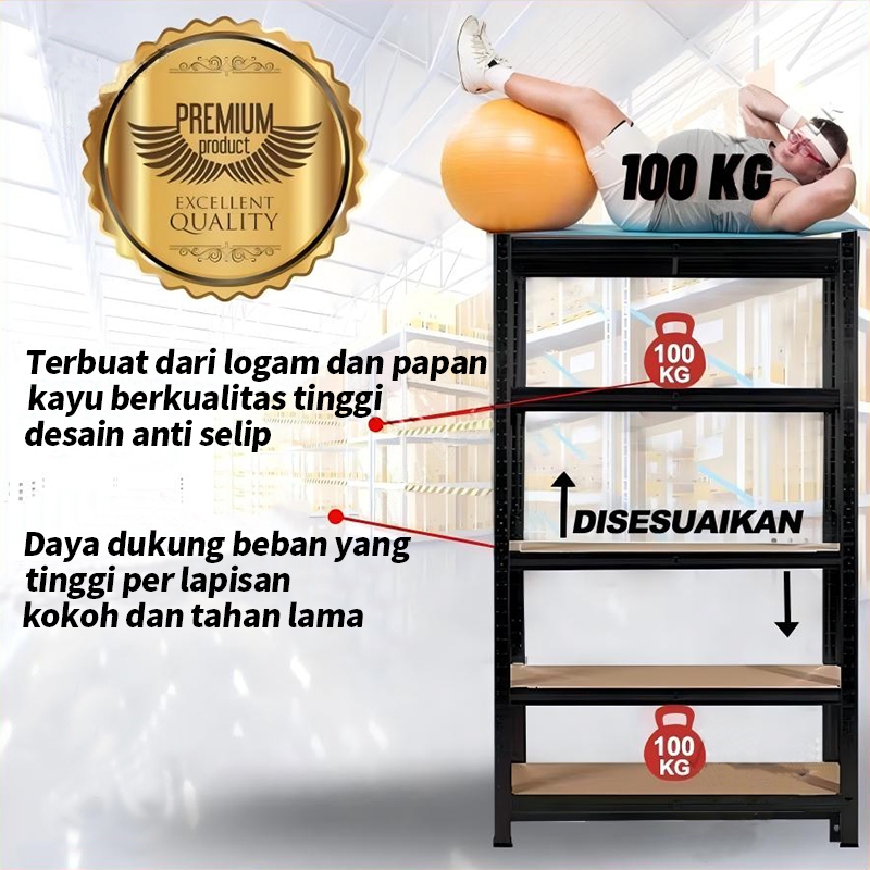 Damaindah Rak Besi Siku 5 Susun 100% Besi Rak Gudang Rak Serbaguna Rak Dapur Rak Aquarium Rak Besi