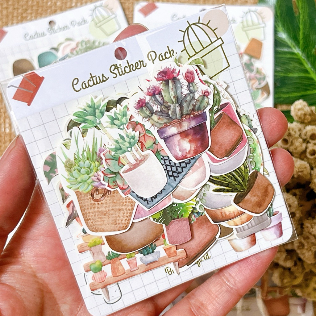 

New Sticker Deco Aesthetic & Lucu Scrapbook DIY Bujo Planner Cactus