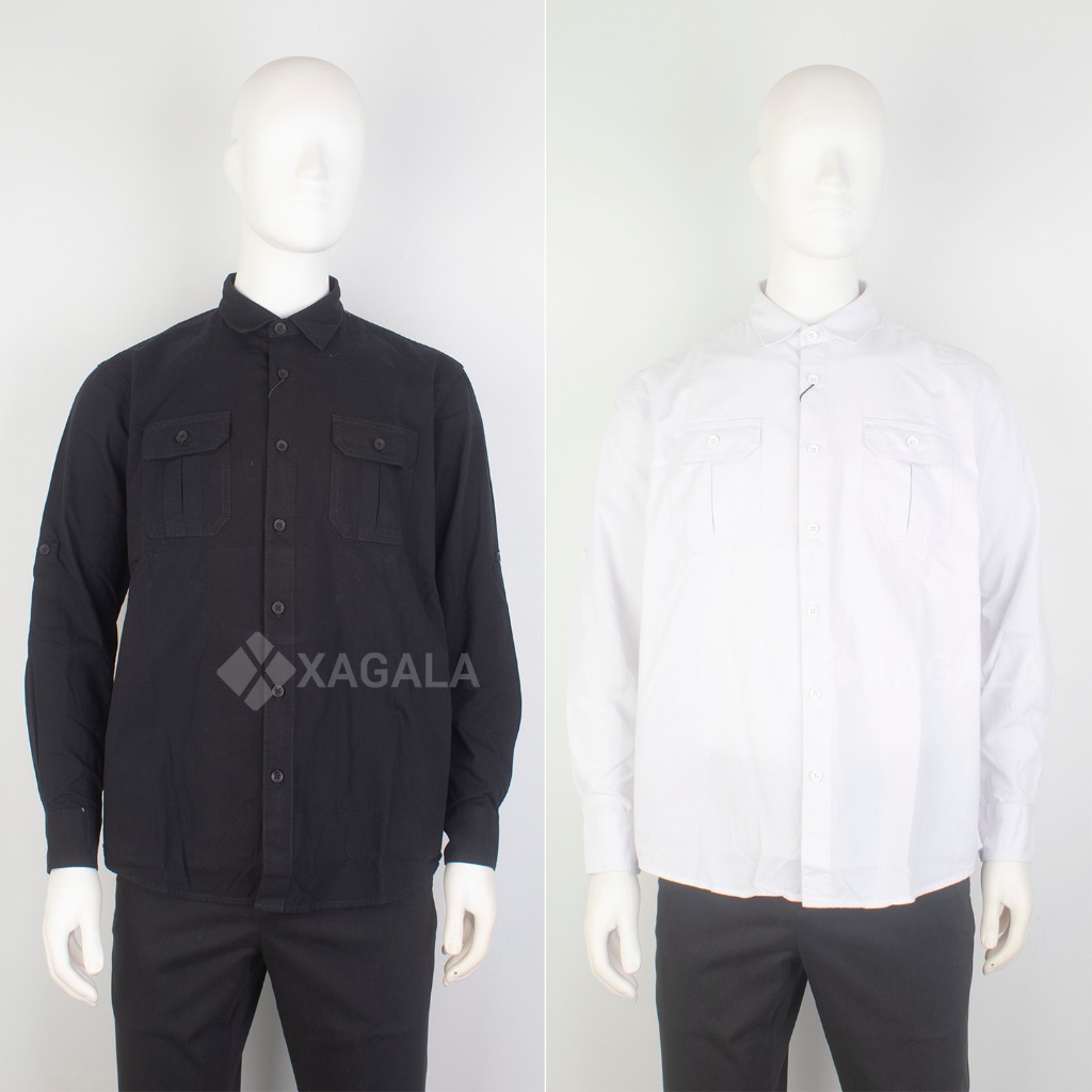 KEMEJA PRIA REMIX JEANS HITAM PUTIH