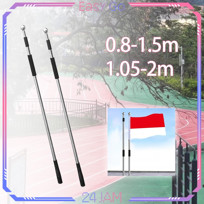 Tongkat Tiang Bendera 2meter Tiang Bendera Teleskopik Stainless Tongkat Bendera Travel Flag Pole Tia
