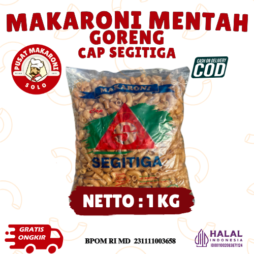 

MAKARONI MENTAH GORENG CAP SEGITIGA 1KG makaroni mentah goreng renyah snack seblak maklor