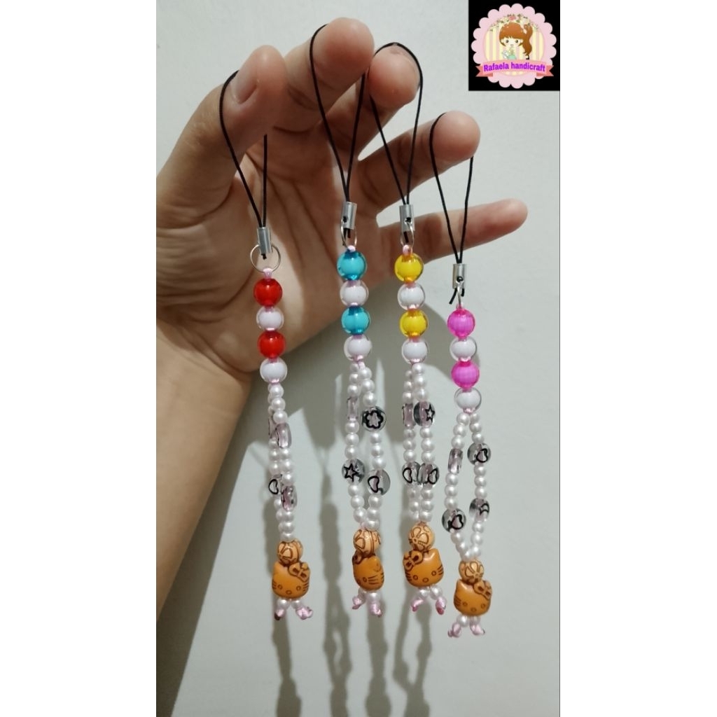 Gantungan HP hello kitty/Gantungan manik/Gantungan lucu