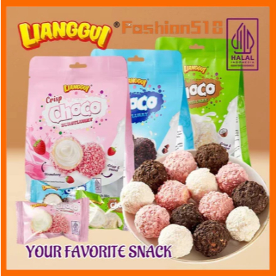 

Crisp Choco Burstlurry Ball 80g Wafer Bulat Salut Cokelat Rasa Stroberi Kelapa Coklat Crisp Lava Mini Choco Balls