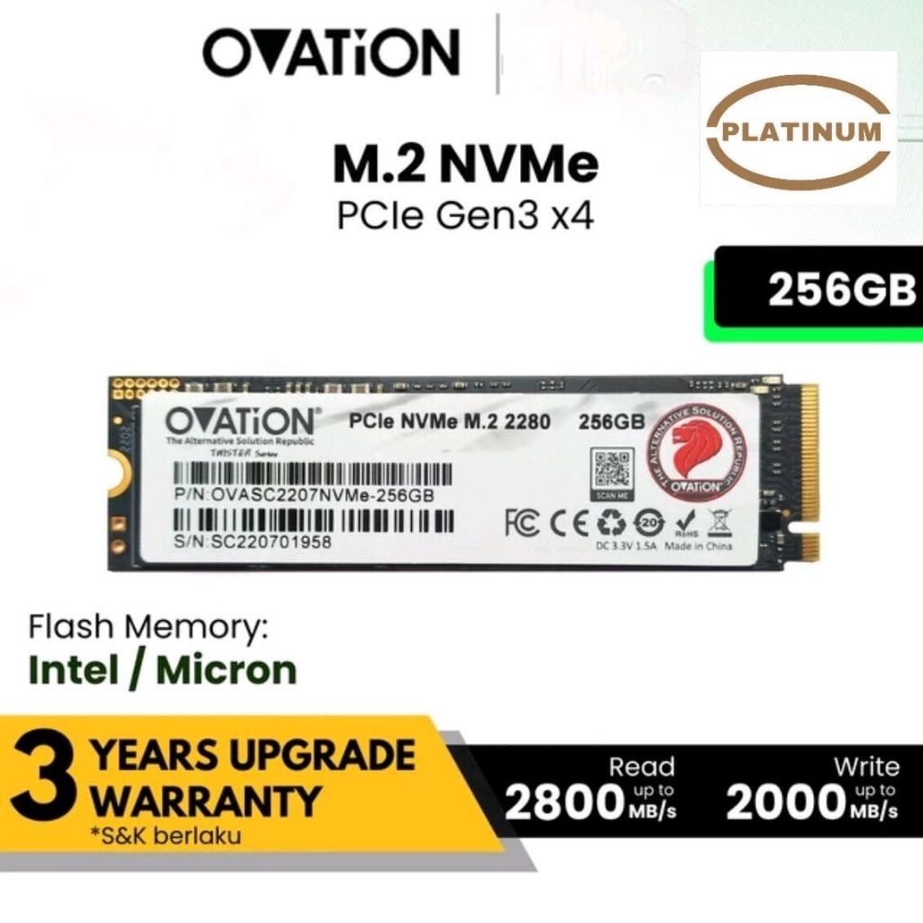 OVATION SSD M2 NVME 256GB M.2 PCIe NVMe 2280 Gen3 M 2 NVME 256 GB