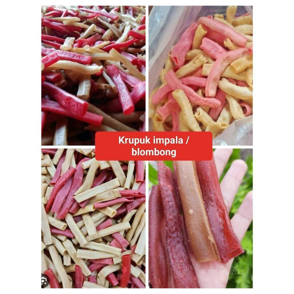 

KRUPUK IMPALA /KRUPUK BLOMBONG / Krupuk Pipa / Krupuk Plompong mentah / Krecek Kluntung mentah bal balan isi 5 kg