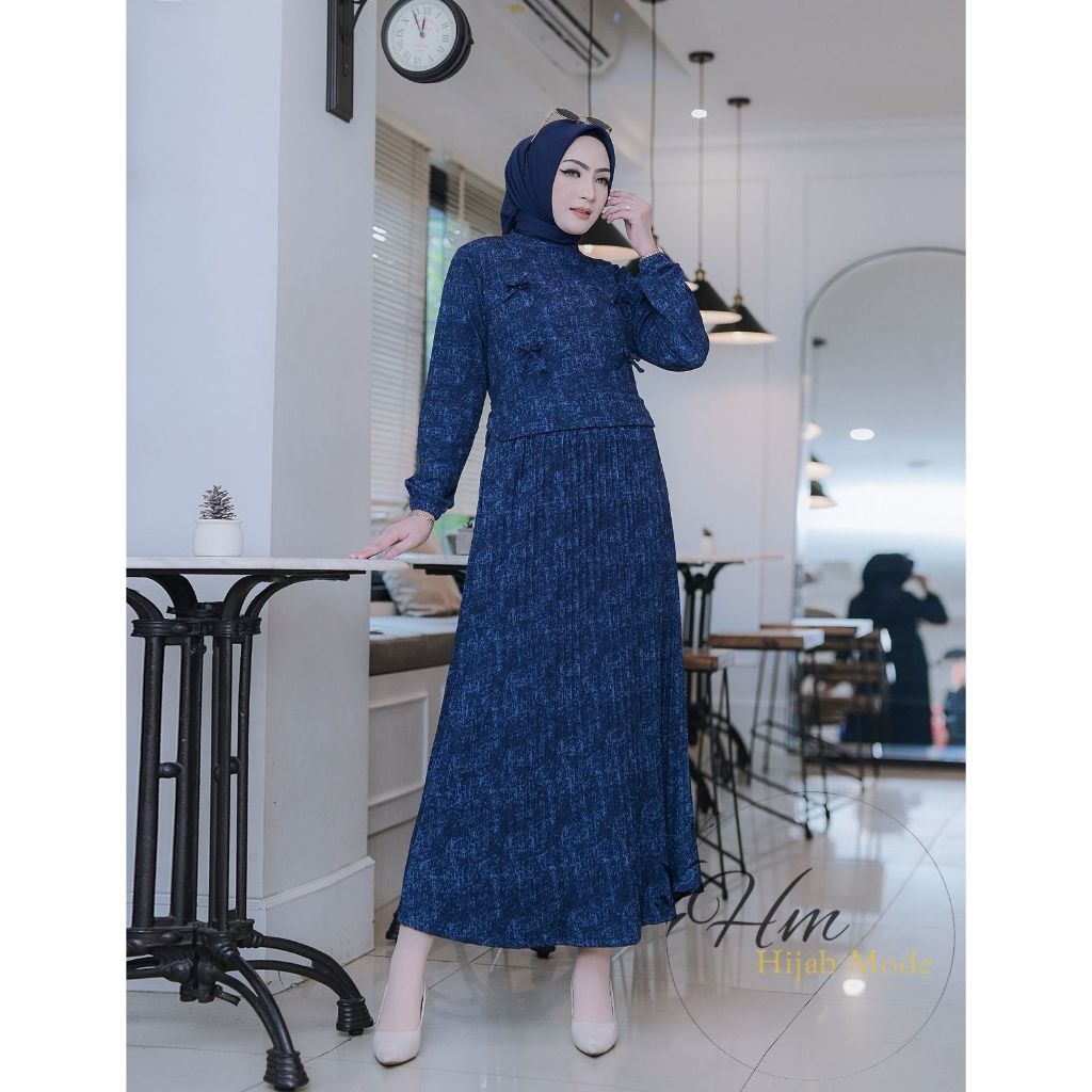 Alya Midi Dress Pakaian Wanita Midi Dress Dewasa Bahan Premium Knit Jeans Korea Style