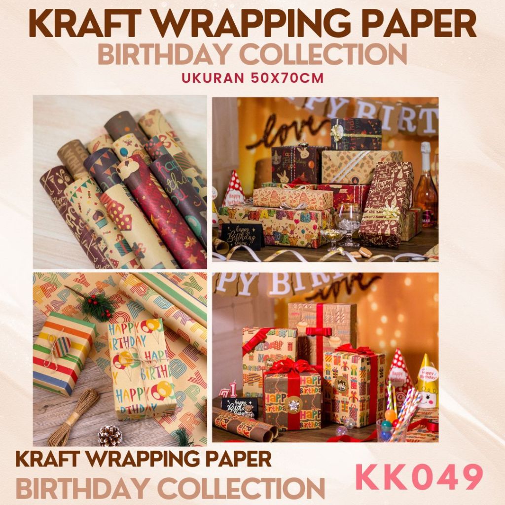 

Kertas Kado Wrapping Paper Kraft Paper Seri Birthday