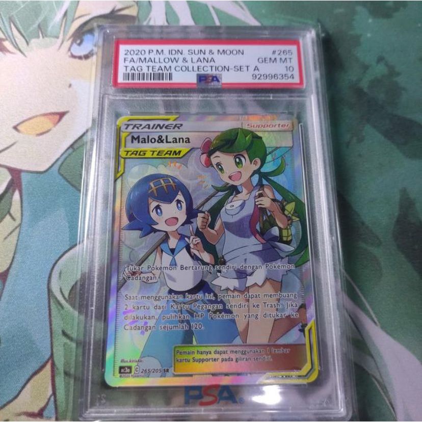 Kartu Pokemon TCG ID Indonesia SM AC3a Lana & Mallow / Malo SR PSA 10
