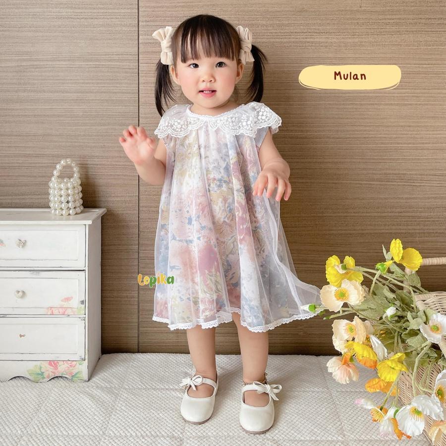 Dress Kerah Vintage Princess + Baby Doll Tile Super Princess Balita Baby Newborn Baju Anak Perempuan