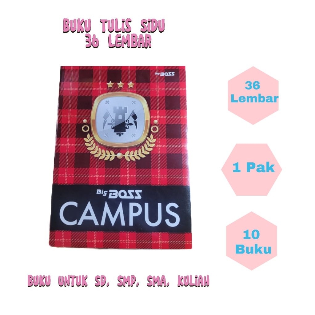 

Buku Tulis Big Boss Campus 36 Lembar - 1 Pack 10 Buku - B5 - Merah - Kertas HVS