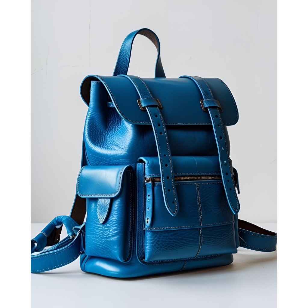 TAS RANSEL KULIT WANITA WARNA BIRU