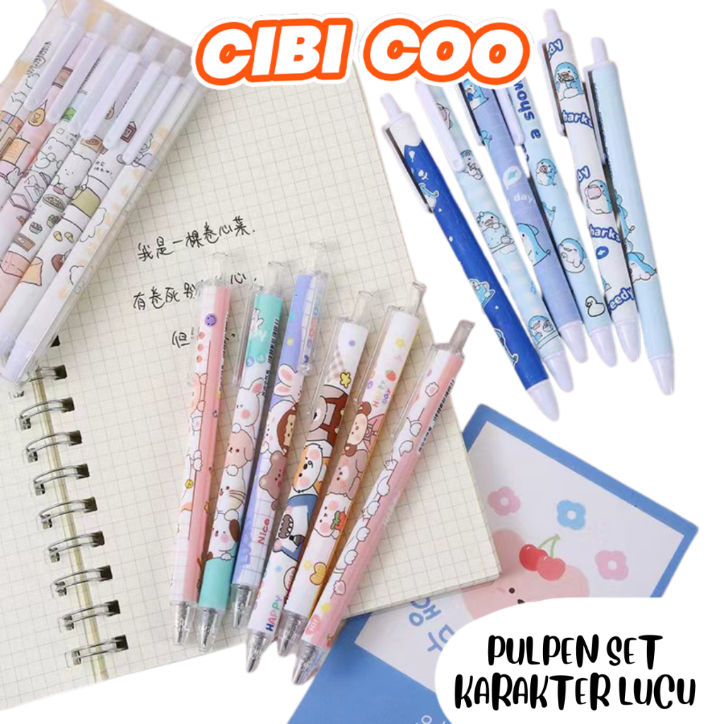 

CIBICOO PULPEN SET KARAKTER LUCU PULPEN MEKANIK ISI 6PCS BOLPOIN GEL