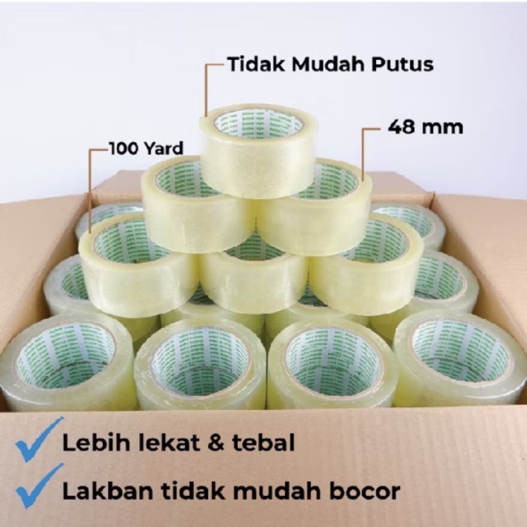 

1 Pcs Lakban Bening 48 MM X 100 Yard (ECO) Plakban isolasi Merk Online Tape Kualitas Daimaru Nachi