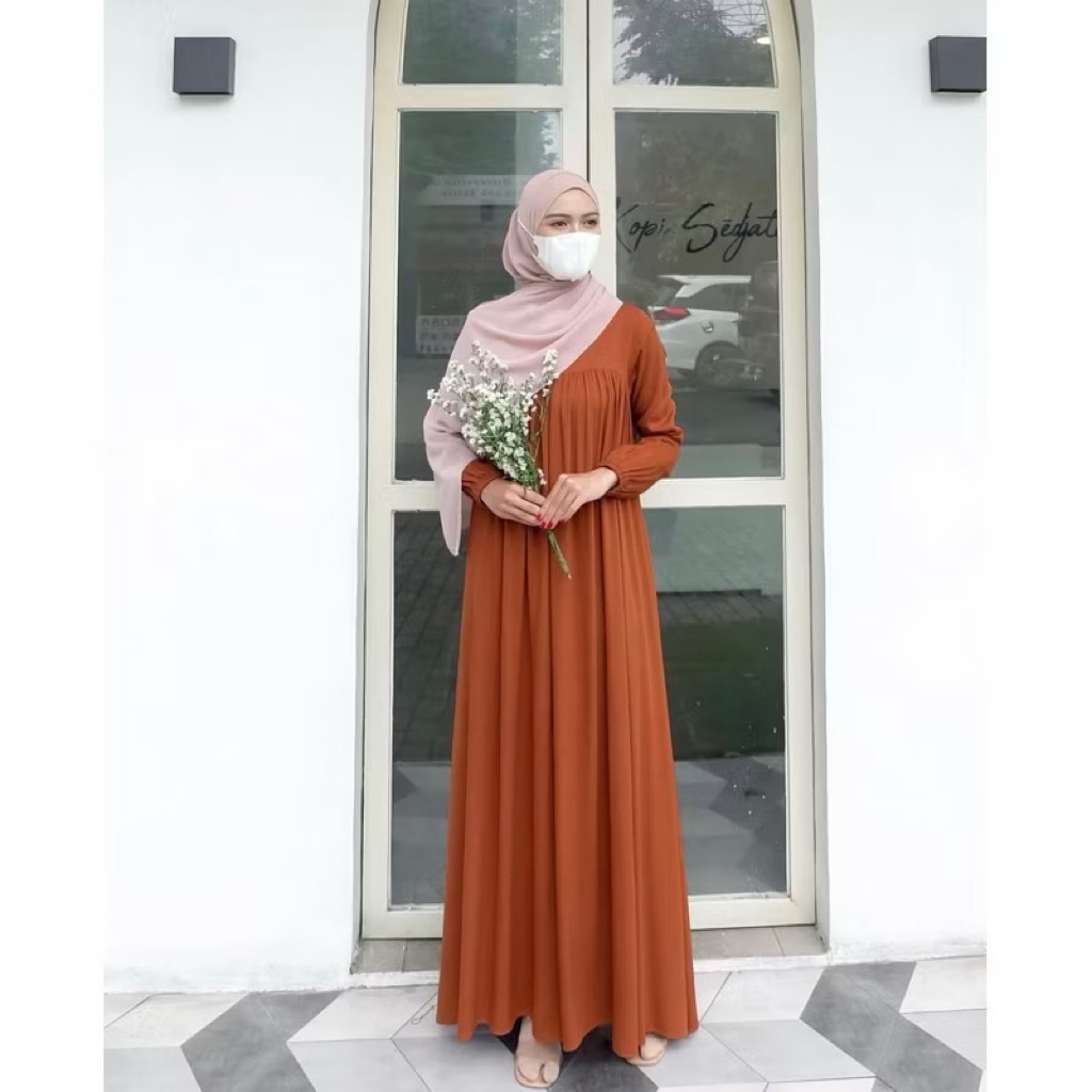 Gamis Rayon Twill Best Seller Baju Muslim Wanita Terbaru Dress Bahan Rayon Twill Premium Dress Musli