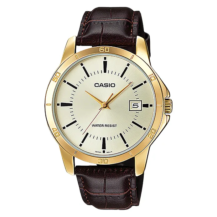 Jam Tangan Pria Tali Kulit Casio CS MTP-V004GL-9AUDF