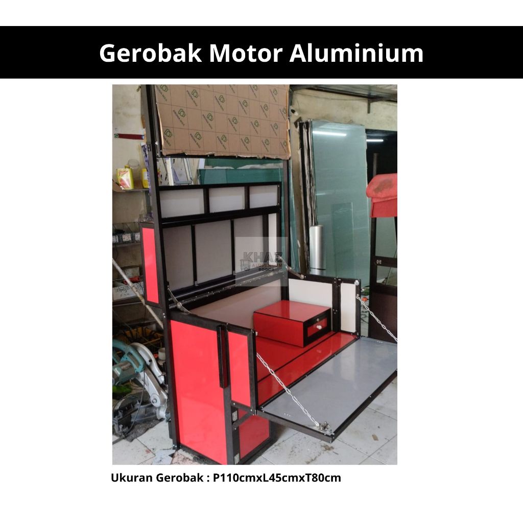 Gerobak Aluminium Motor Custom Warna – Cocok Jualan Minuman & Makanan