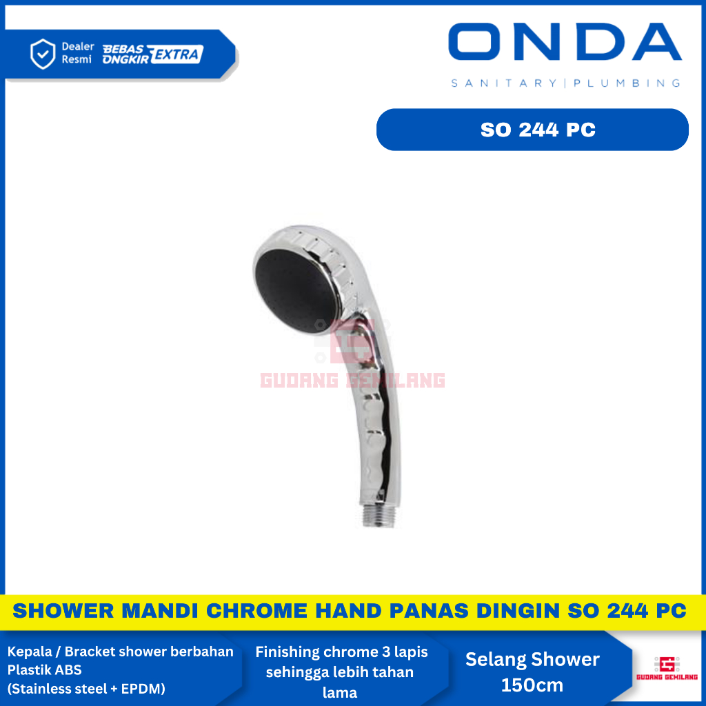 Shower Mandi Chrome Hand Panas Dingin Type SO 244 PC SO244PC ONDA