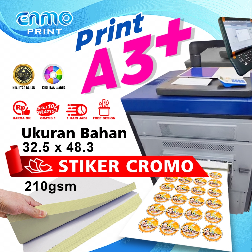 

CETAK STIKER CROMO A3+ Print & Cut | CETAK STIKER LABEL CROMO KEMASAN MURAH DAN CEPAT Print Sticker Murah