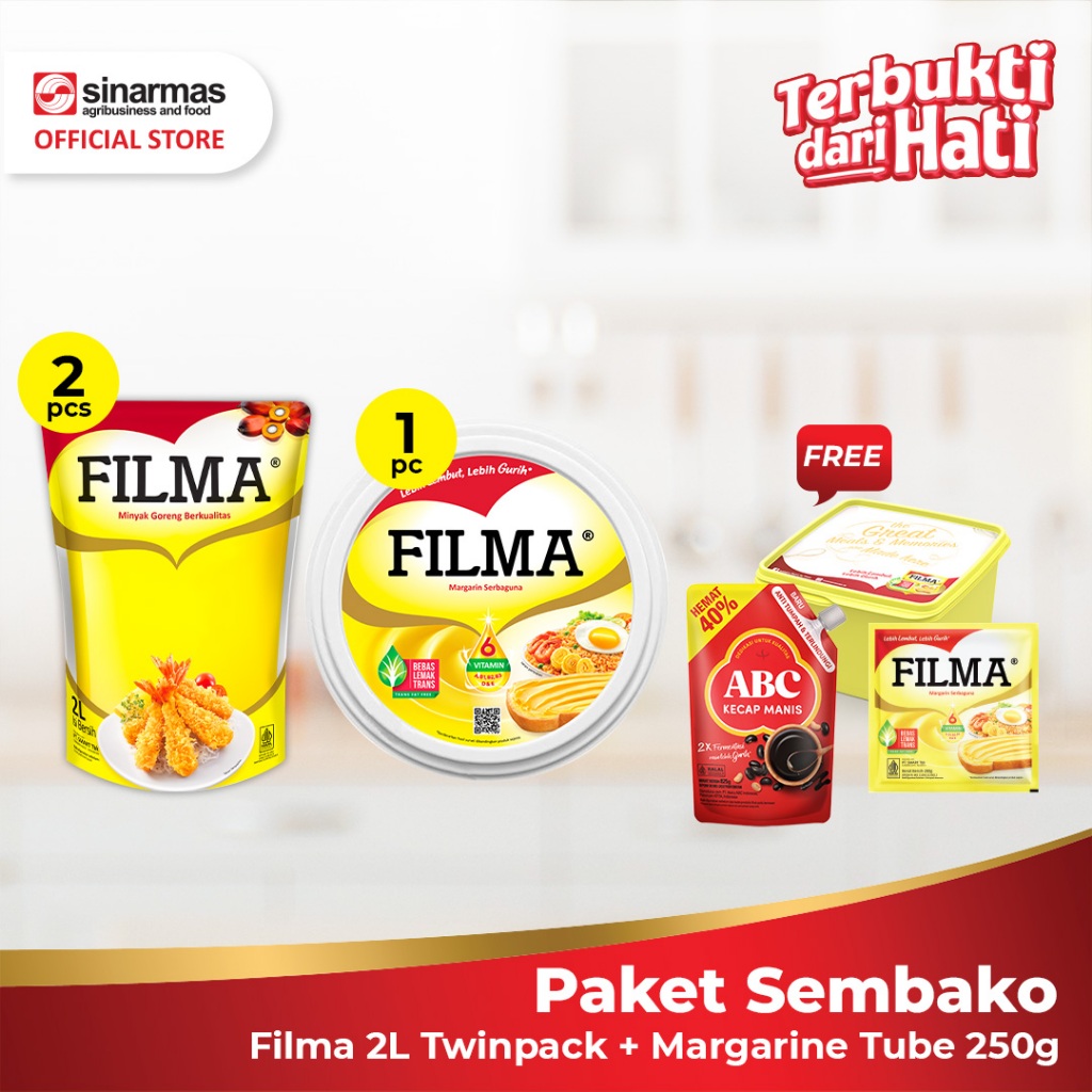 

Paket Sembako Filma 2L Twinpack + Margarine Tube 250g + FREE Kecap ABC 825g, Margarine Sachet & Lunch Box
