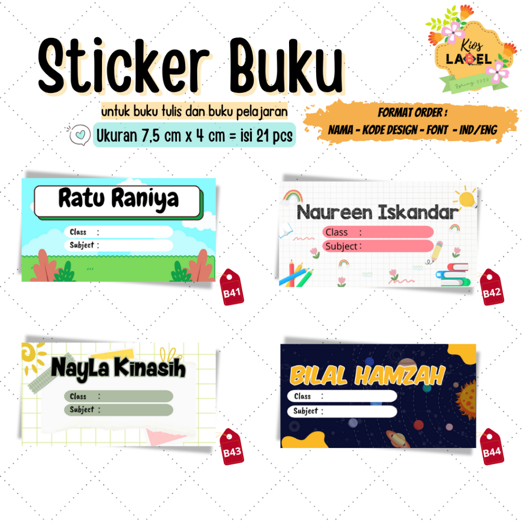 

[21 PCS] Stiker Label Nama Buku Pelajaran Warna Mengkilat Glossy Bisa Ditulis, Stiker Mapel