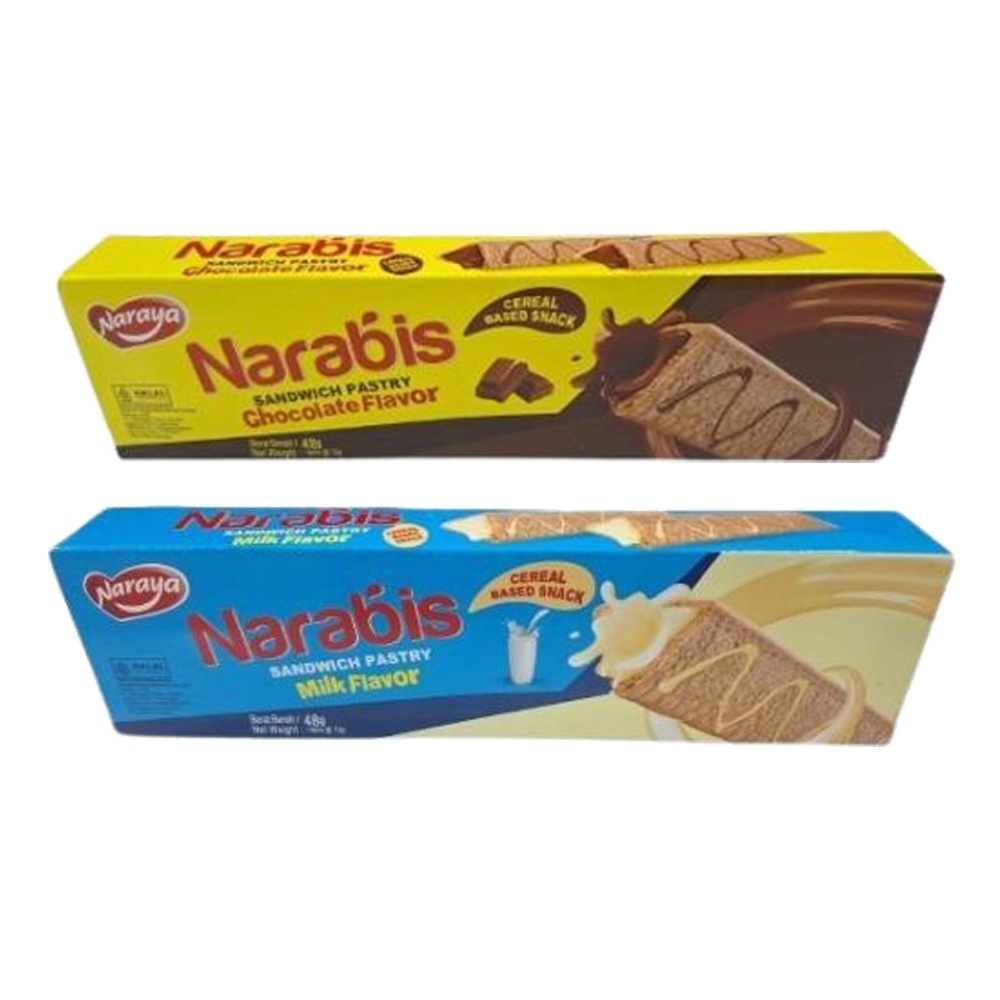 

Naraya Narabis Sandwich Pastry Milk Chocolate Snack Cemilan Kemasan Box 48g / Narabis Sandwich Pastry