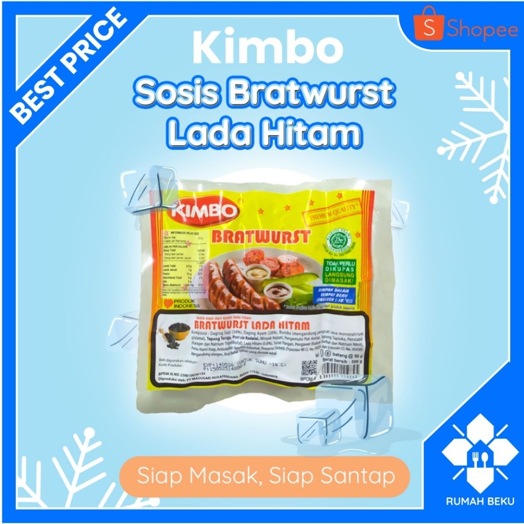 

Sosis Lada Hitam Ayam dan Sapi Siap Goreng - Tidak Keras & Berasa Dagingnya - 500gr | Rumah Beku