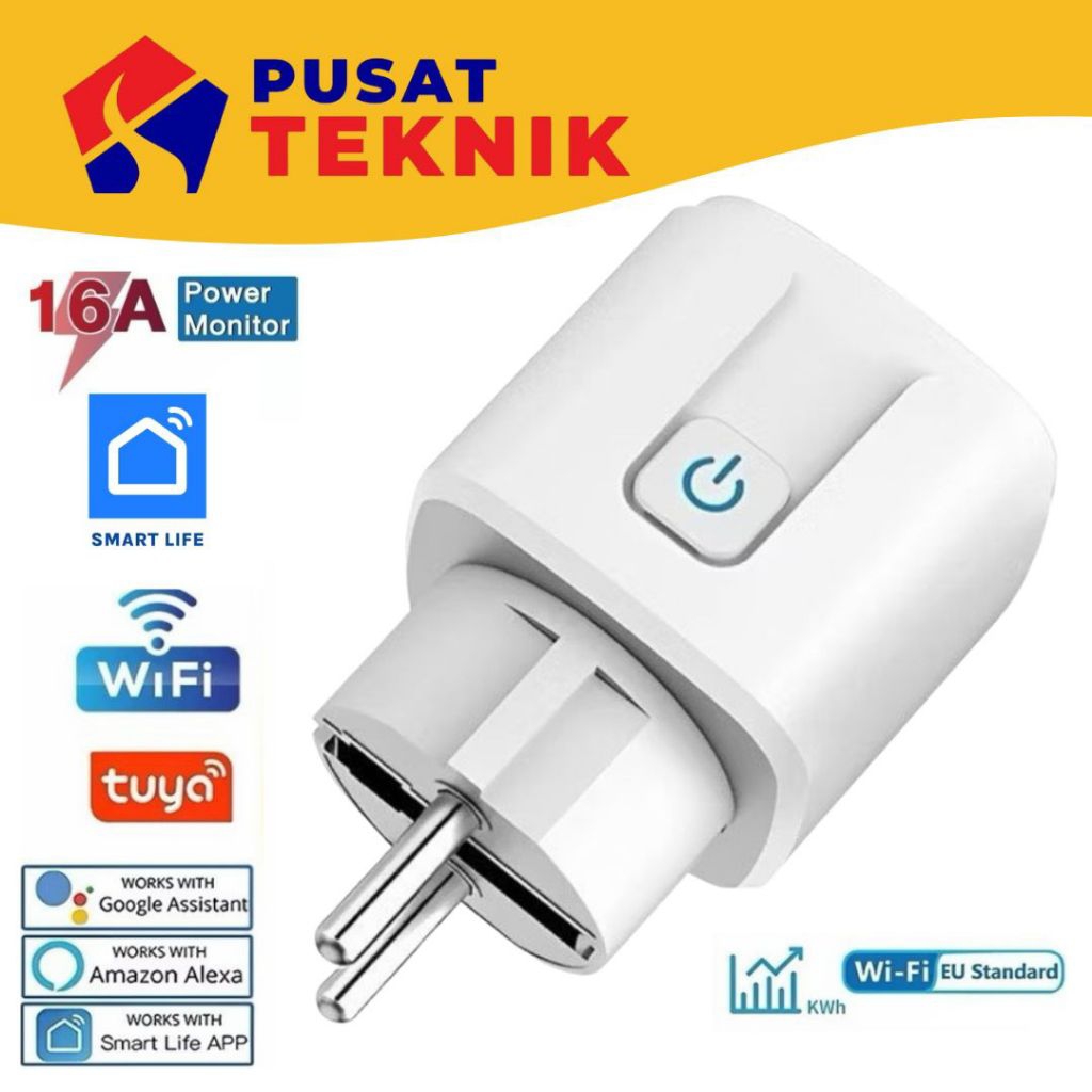 Smartlife Tuya Stop Kontak WiFi 16A Smart Plug 16A Wireless Saklar Colokan Wifi Stop Kontak Timer WI