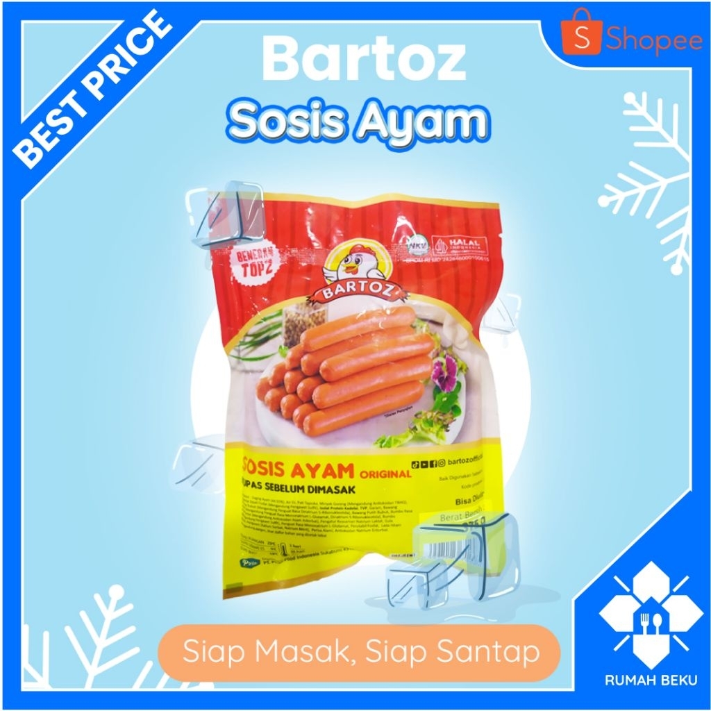 

Sosis Ayam dan Sapi Siap Goreng - Tidak Keras & Berasa Dagingnya - 375gr | Rumah Beku