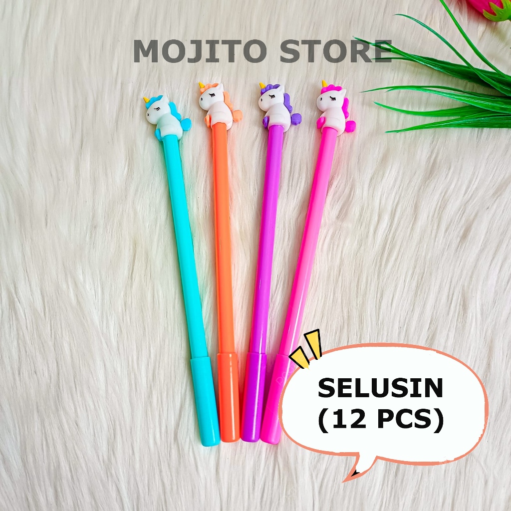 

(12 PCS) PEN UNICORN DUDUK GEL TINTA PENA BOLPEN PULPEN KUDA PONI PASTEL ALAT TULIS FANCY LUCU