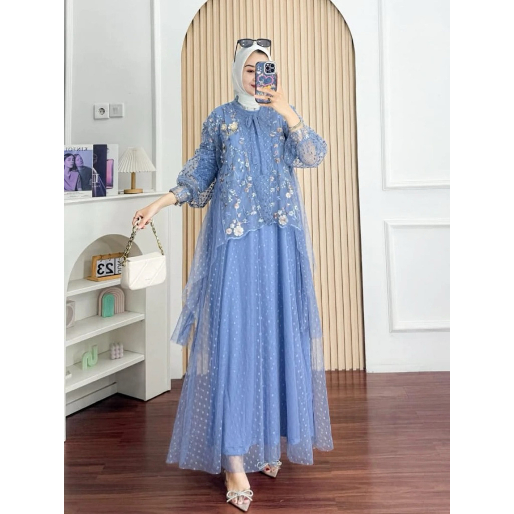 Muthia Dress 2in1 Ootd Hijab Fashion Simple  Kondangan