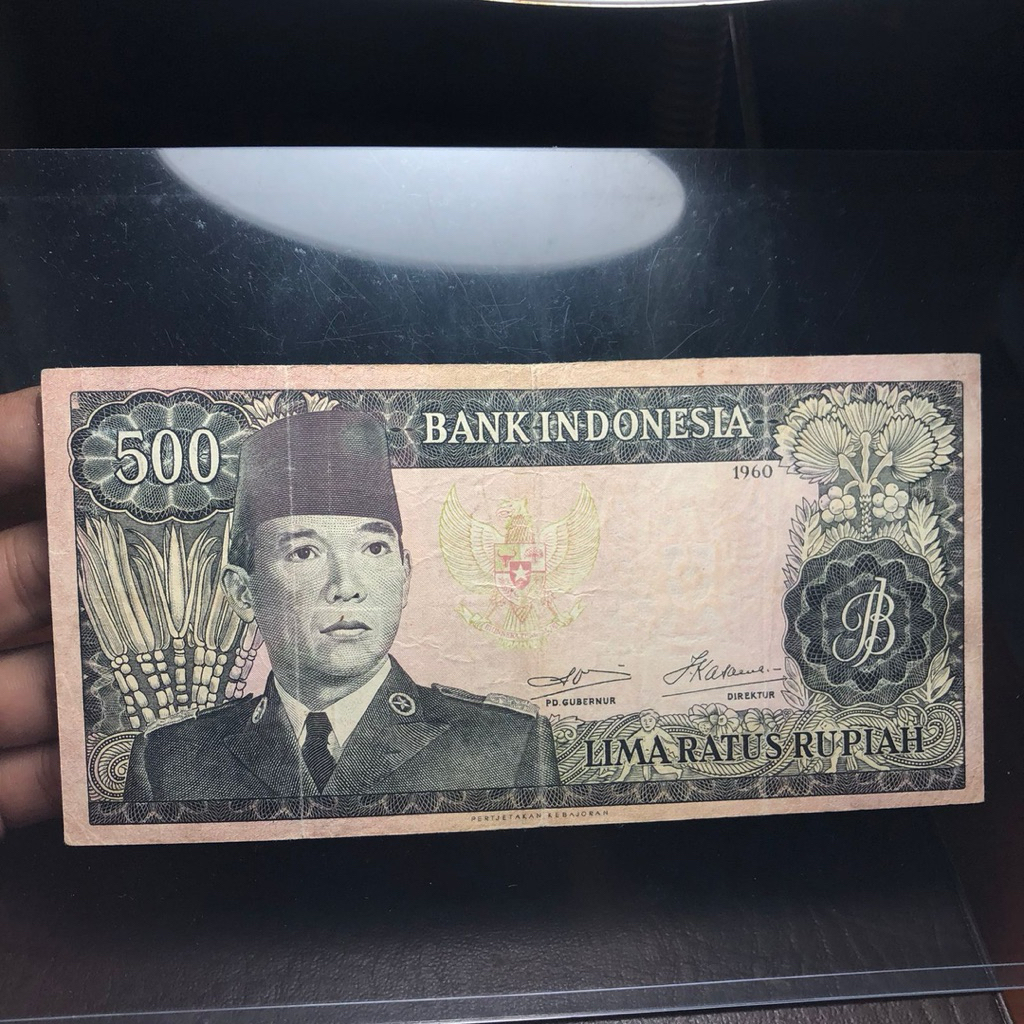Uang Kuno Soekarno 500 Rupiah 1960 Asli WM Garuda 01