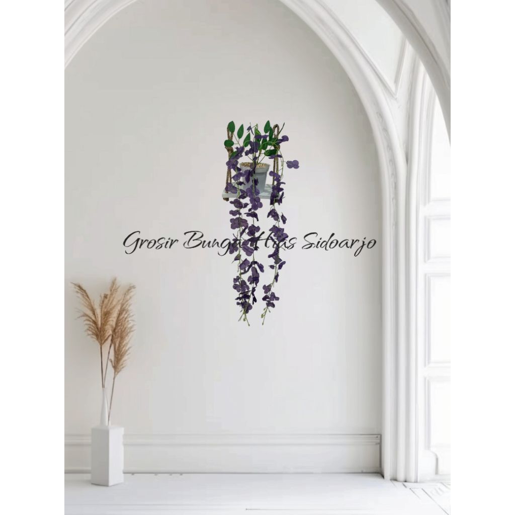 Bunga Gantung dan Rak / Bunga Juntai lengkap dengan Rak / Bunga Dinding / Rak Dinding / Bunga Dekora