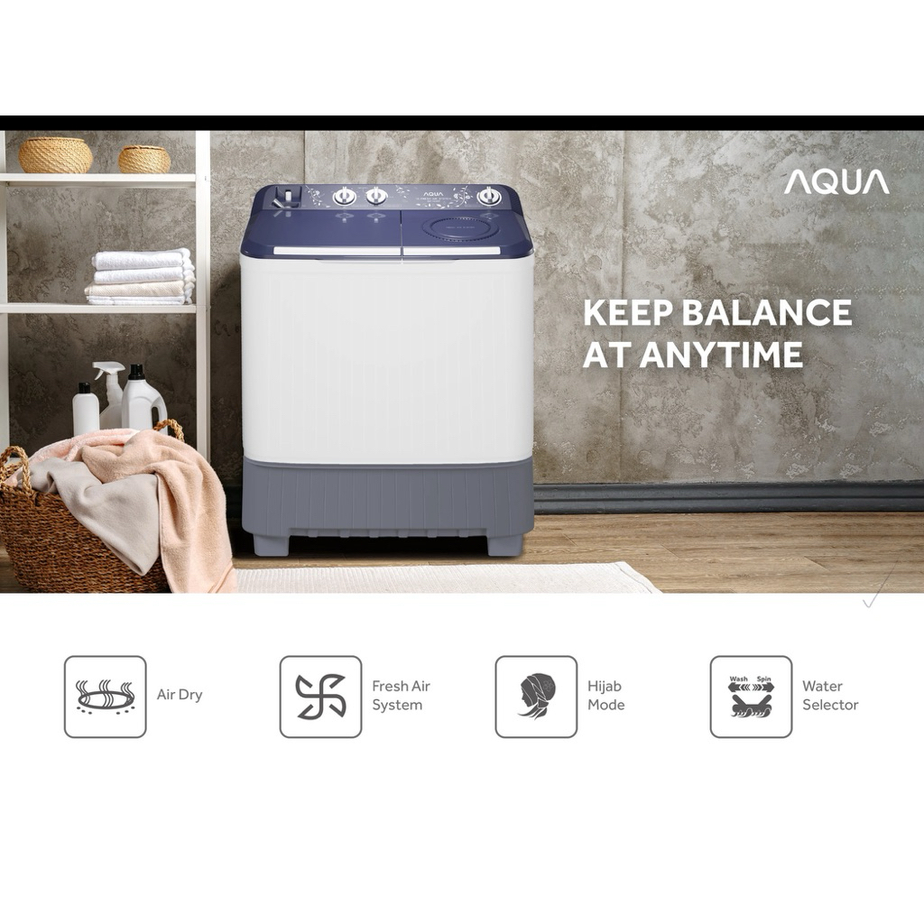MESIN CUCI AQUA 2 TABUNG 14 KG/ MESIN CUCI 14 KG/ MESIN CUCI AQUA 14 KG/  MESIN CUCI AQUA AQW 1430HT
