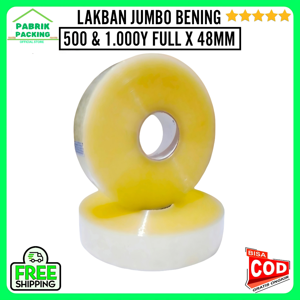 

Lakban Bening 500yard 1000yard x 48mm - Lakban Jumbo 2 inch x 1000y
