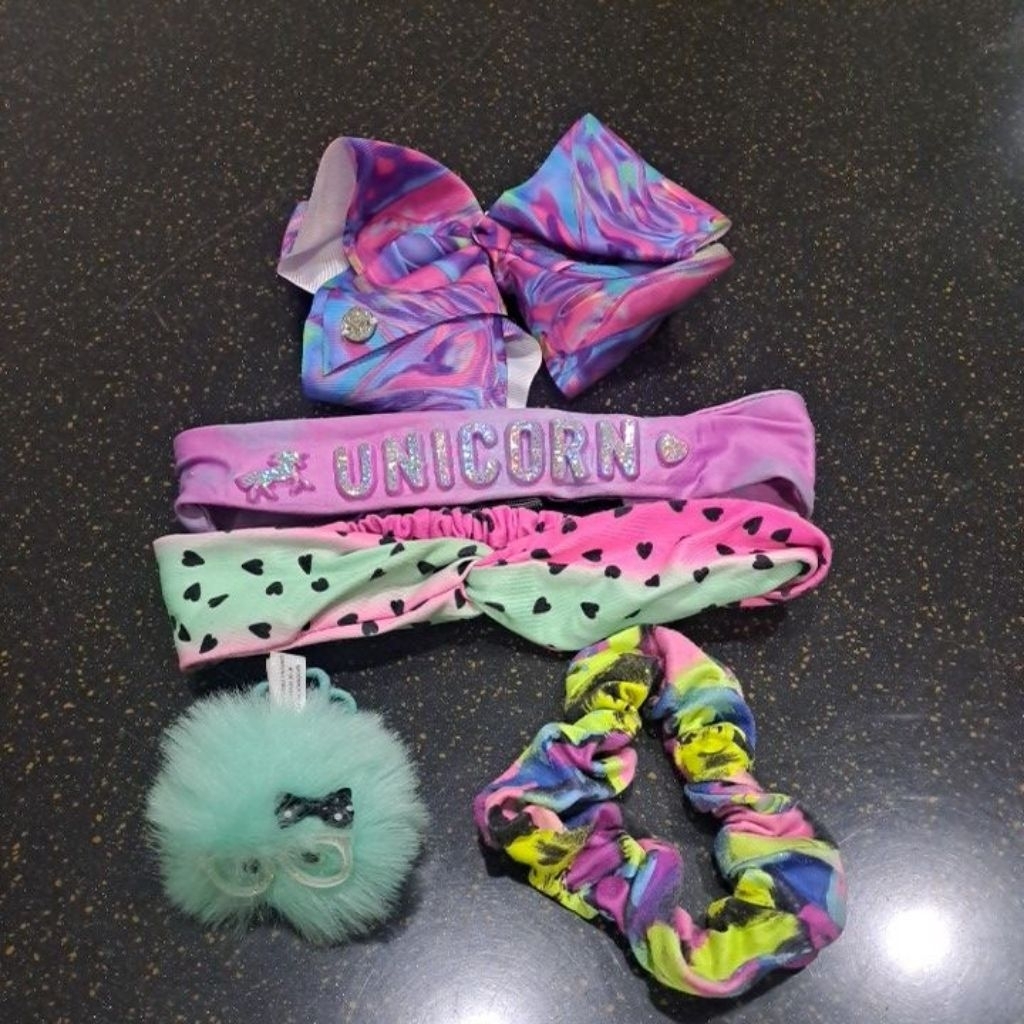 set 5 pcs aksesoris rambut justice preloved jepit rambut karet rambut bandana headband