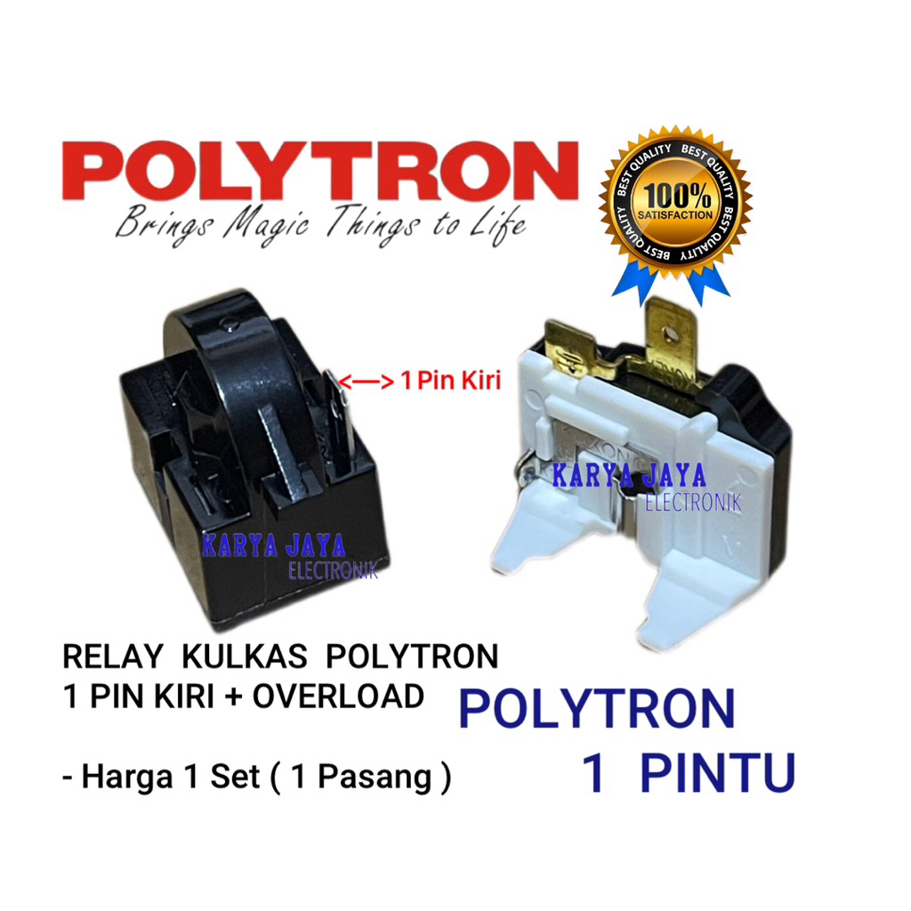 1 Set Relay 1 Pin Kiri Overload Kulkas Polytron 1 Pintu / Relay Kulkas Polytron 1 Pintu