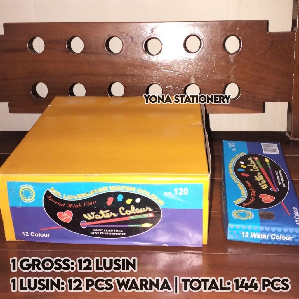 

Cat Air Mr. Loveguitar Water Colour No. 120 | 1 Gross: 12 Lusin | 1 Lusin: 12 Pcs Warna | Total: 144 Pcs