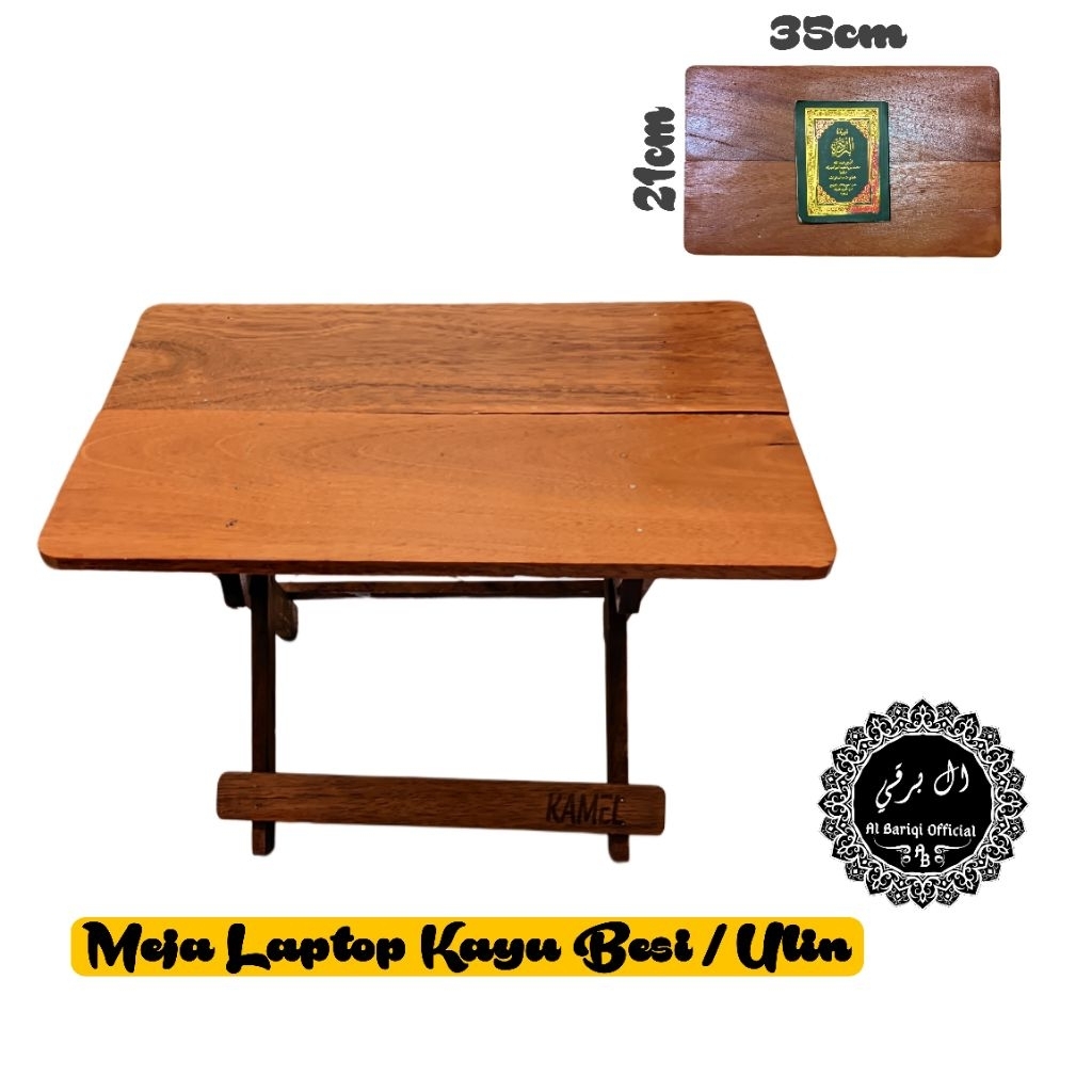 Rehal Meja Al-Qur'an Lipat Kayu Besi Ukuran Lebar 35cm Meja Majelis/ Rehal Ulin/Meja Belajar/Meja Me