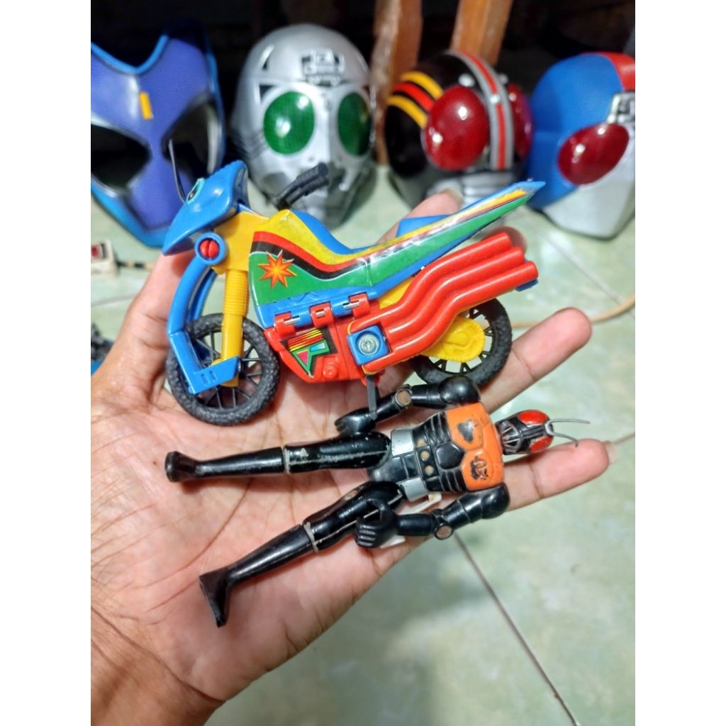 vintage mainan set ksatria baja hitam rx dan motor accrobater