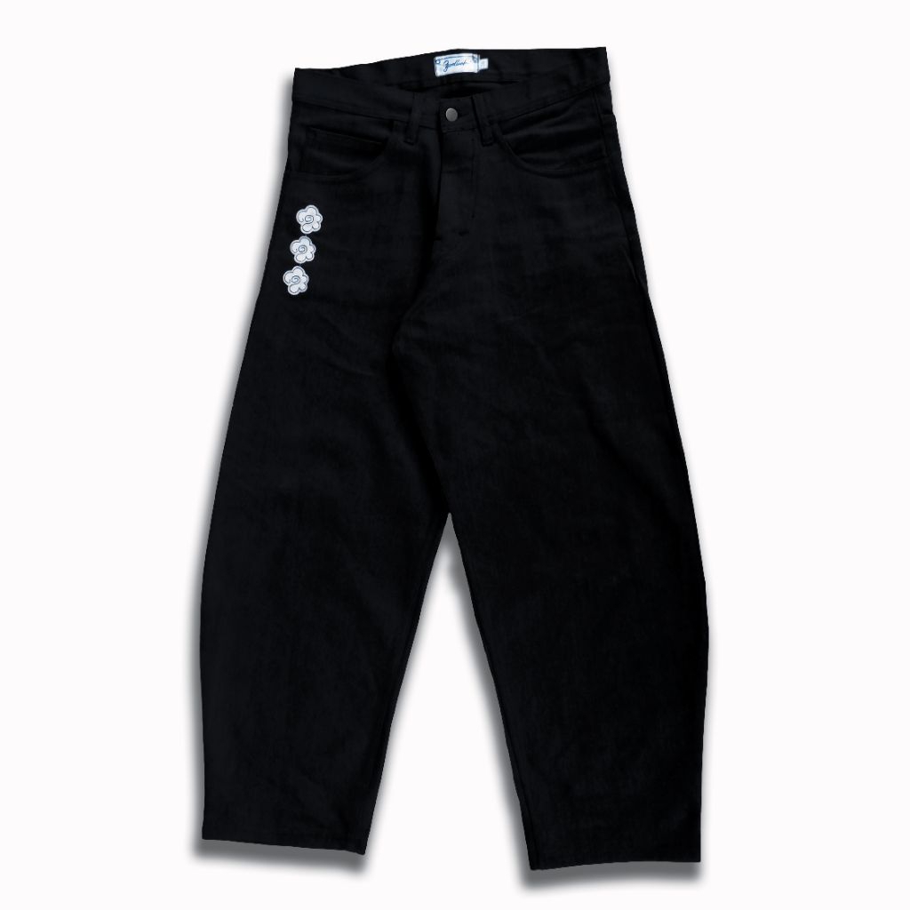 GOODLUCK - Raw Denim Baggy Pants Heliora Black 13.5 OZ | Raw Denim Ballon Pants | Raw Denim Baggy Je